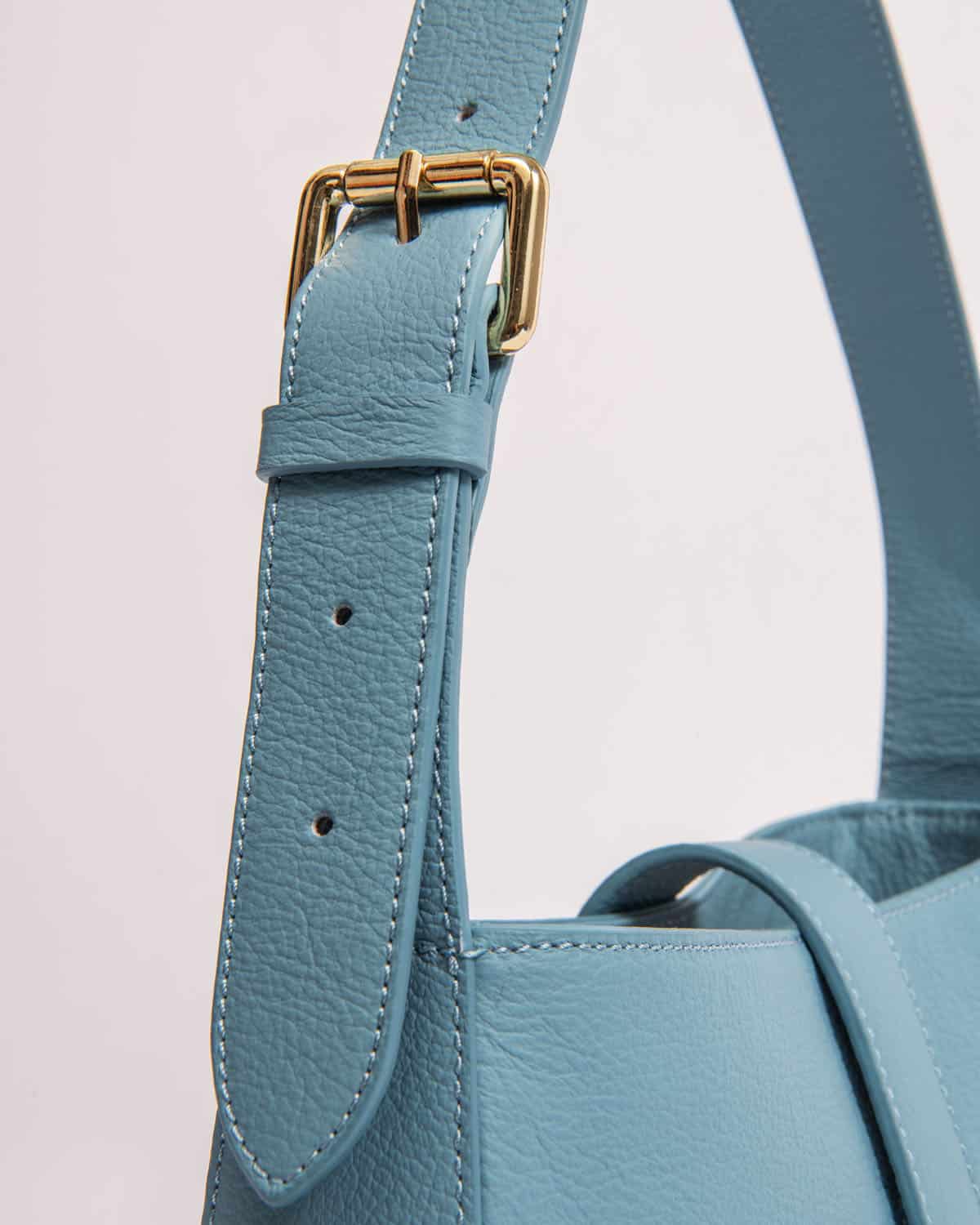 "VALENTA light blue mini handbag calfskin leather - sustainable luxury accessory"