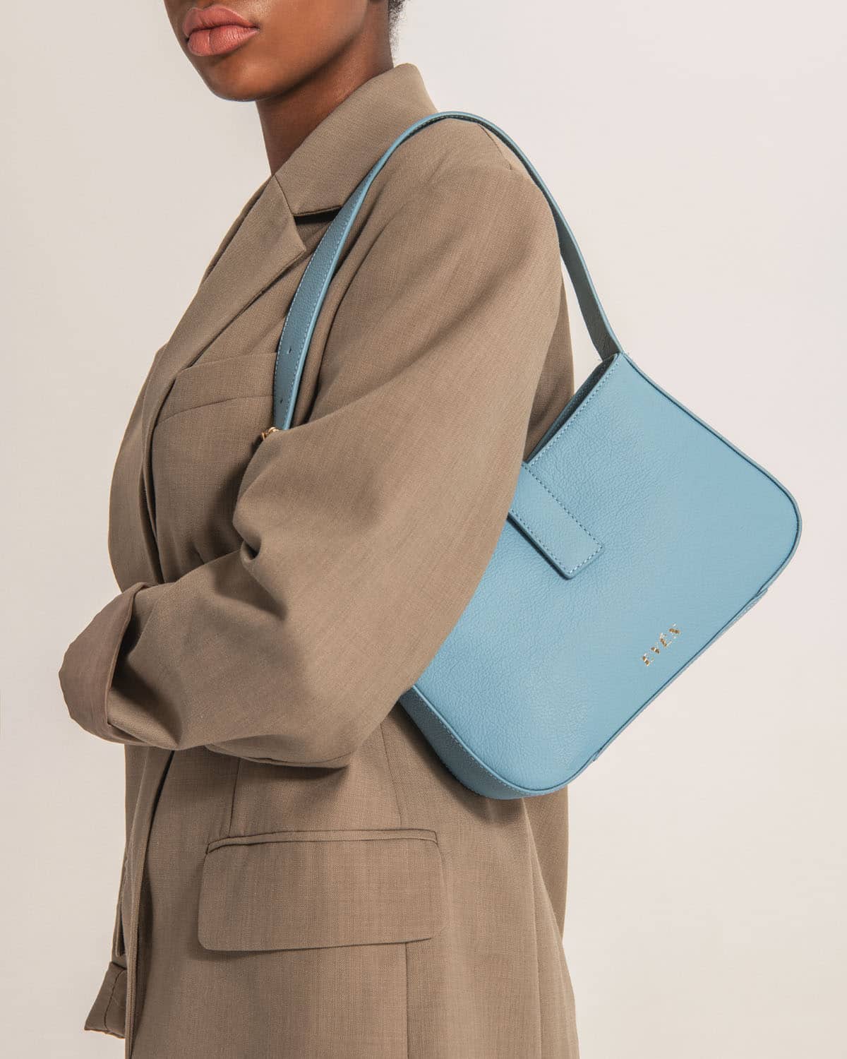 "VALENTA light blue mini handbag calfskin leather - sustainable luxury accessory"