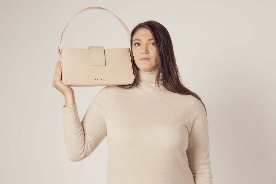 Belona hobo handbag in light mocha color by even-online.