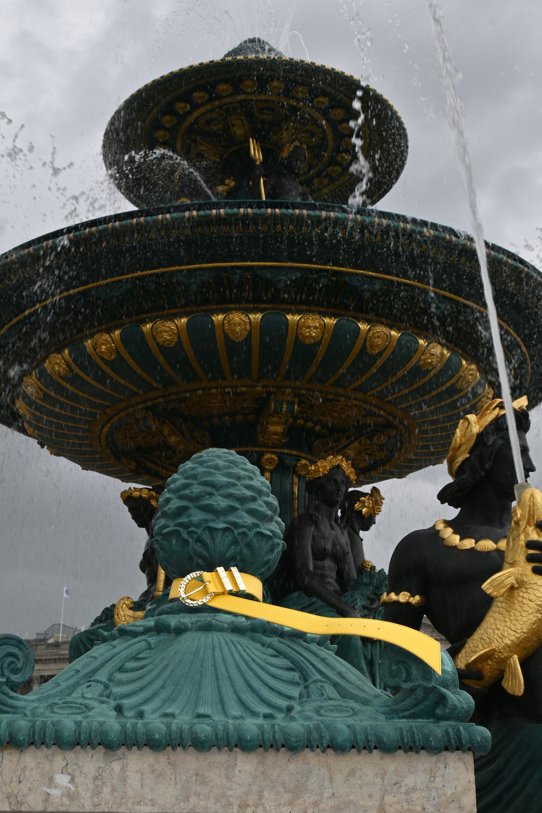 Even brand visited Paris, France. We even embraced it with a yellow belt. The fountain was stunning.