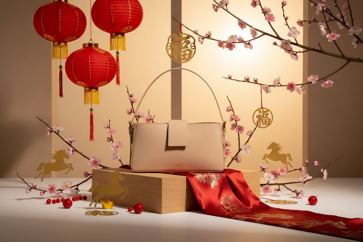 Belona bag in beige leather for Lunar Year 2026