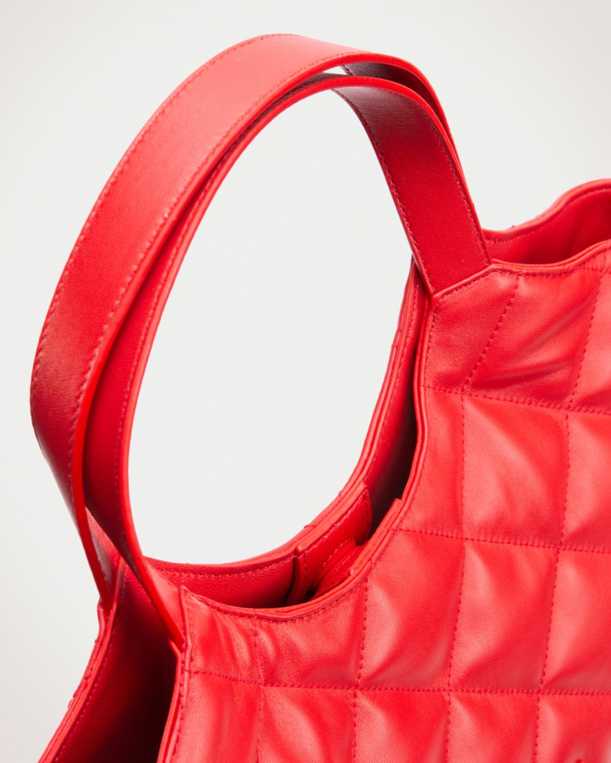 Anne Red Large Shopper Tote Lambskin