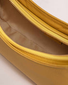 ZOE yellow leather mini bag detail view - Bulgarian artisan craftsmanship