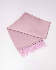 Erida scarf in pink satin with ostrich feathers by even online 