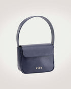 Luisa mini bag in dark blue grain leather by EVEN brand.