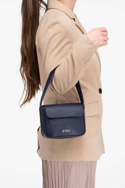 Luisa mini bag in midnight blue color in grain leather crafted by EVEN brand.