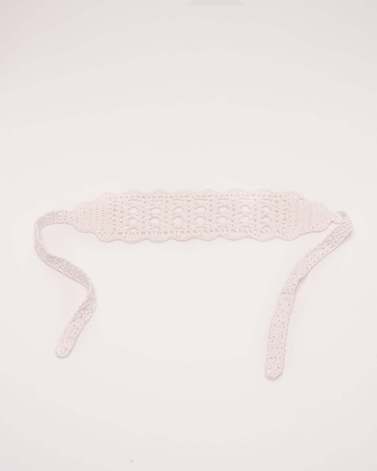 Loretta - Hand-Crocheted 100% Cotton Lace Headband (White)