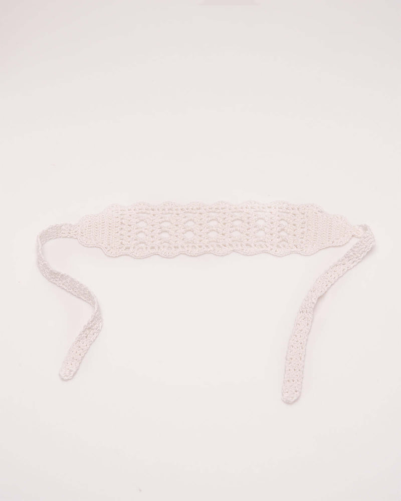 Loretta - Hand-Crocheted 100% Cotton Lace Headband (White)