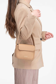 Beige color mini leather handbag. Made in EU