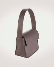 Luisa mini bag in brown leather side view.