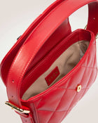 Kate mini baguette bag in red leather detail view - premium craftsmanship by even-online.