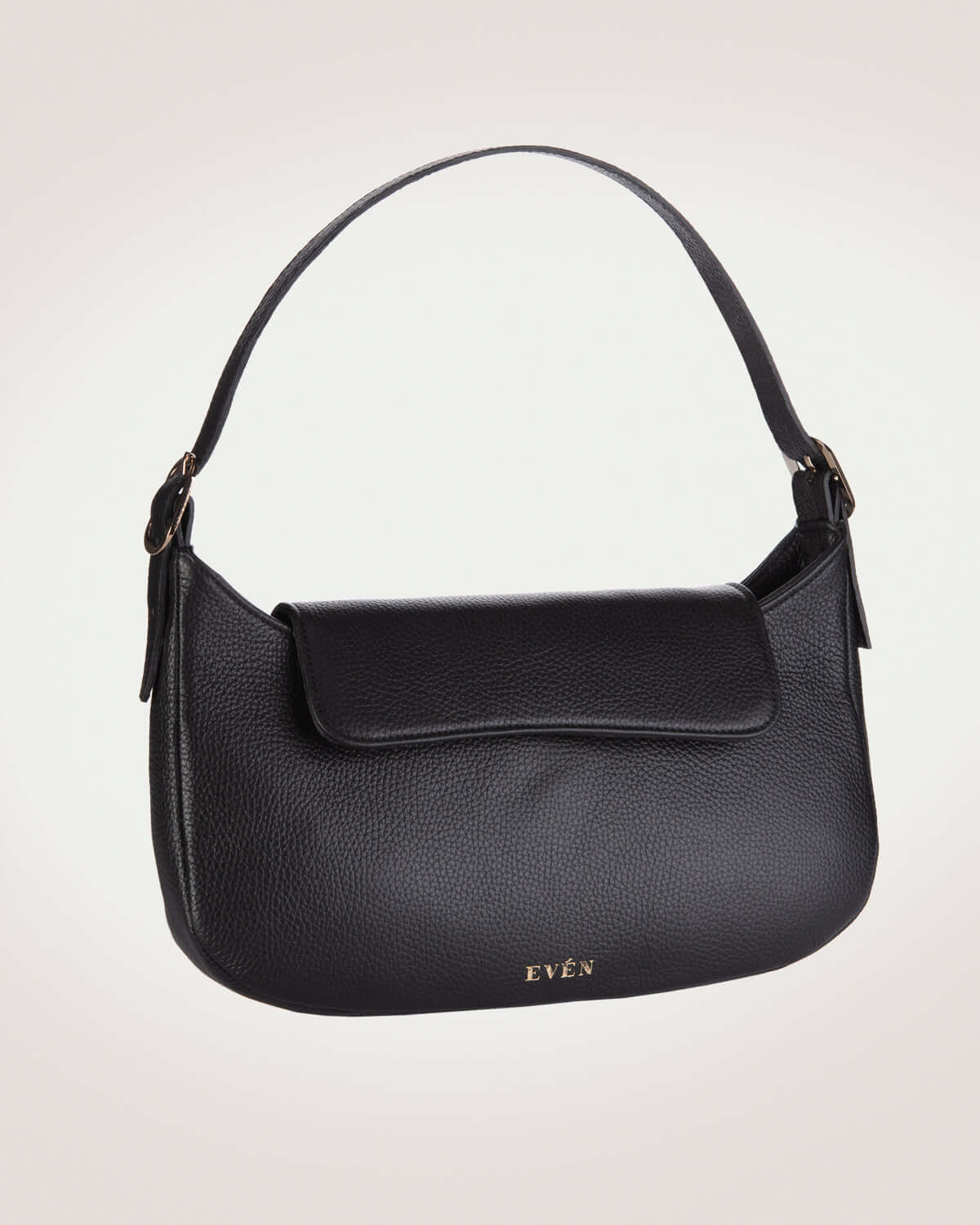 ULLA Baguette Bag in black by even-online, featuring structured design and gold hardware for modern sophistication.