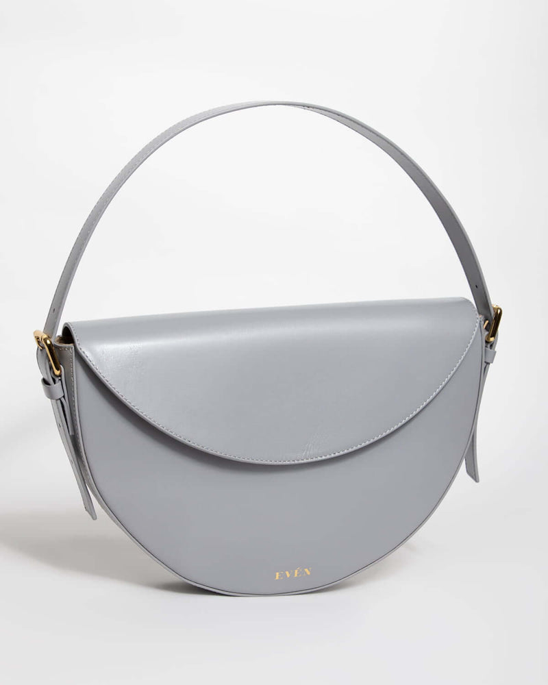 gaia mini handbag in grey leather with magnetic closure by even online