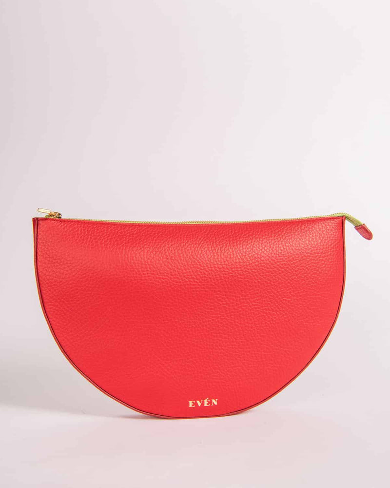 leyza clutch in bright red leather by even online