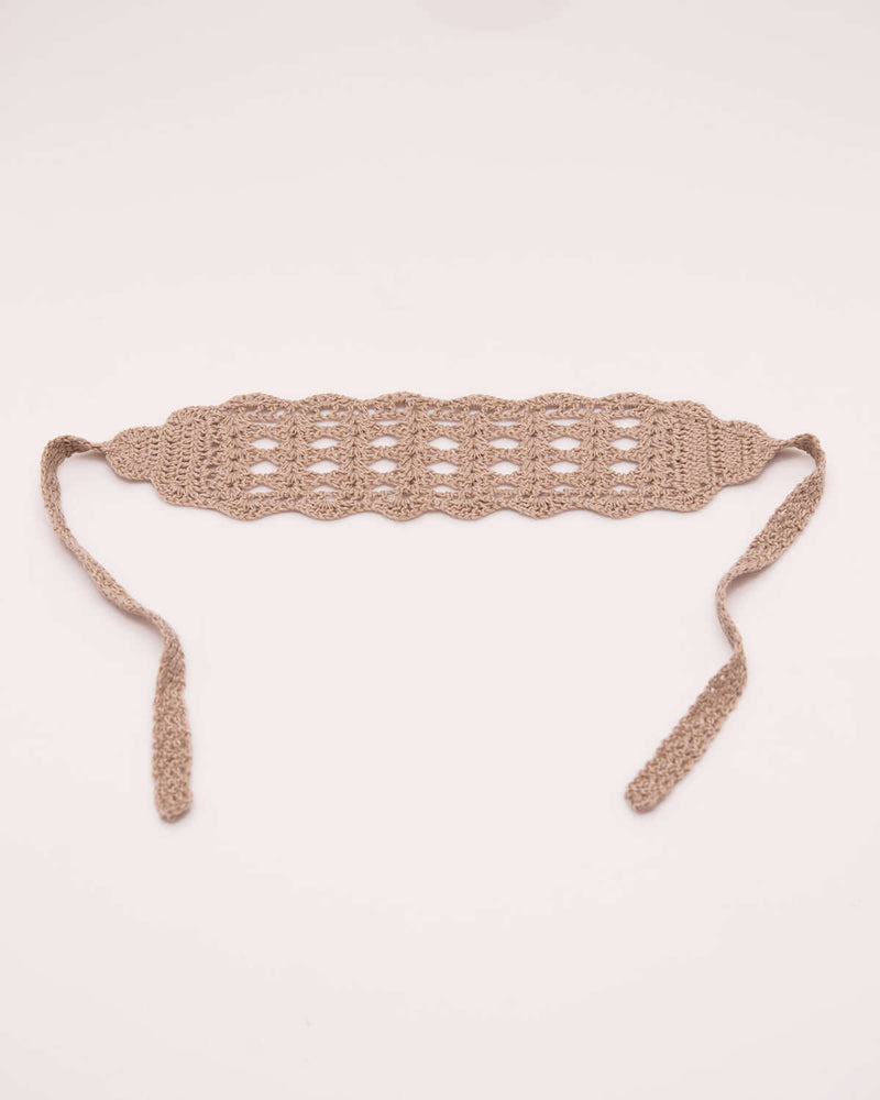 Loretta - Hand-Crocheted 100% Cotton Lace Headband (Beige)