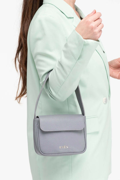 Luisa mini bag in grey in grain leather crafted by EVEN brand.