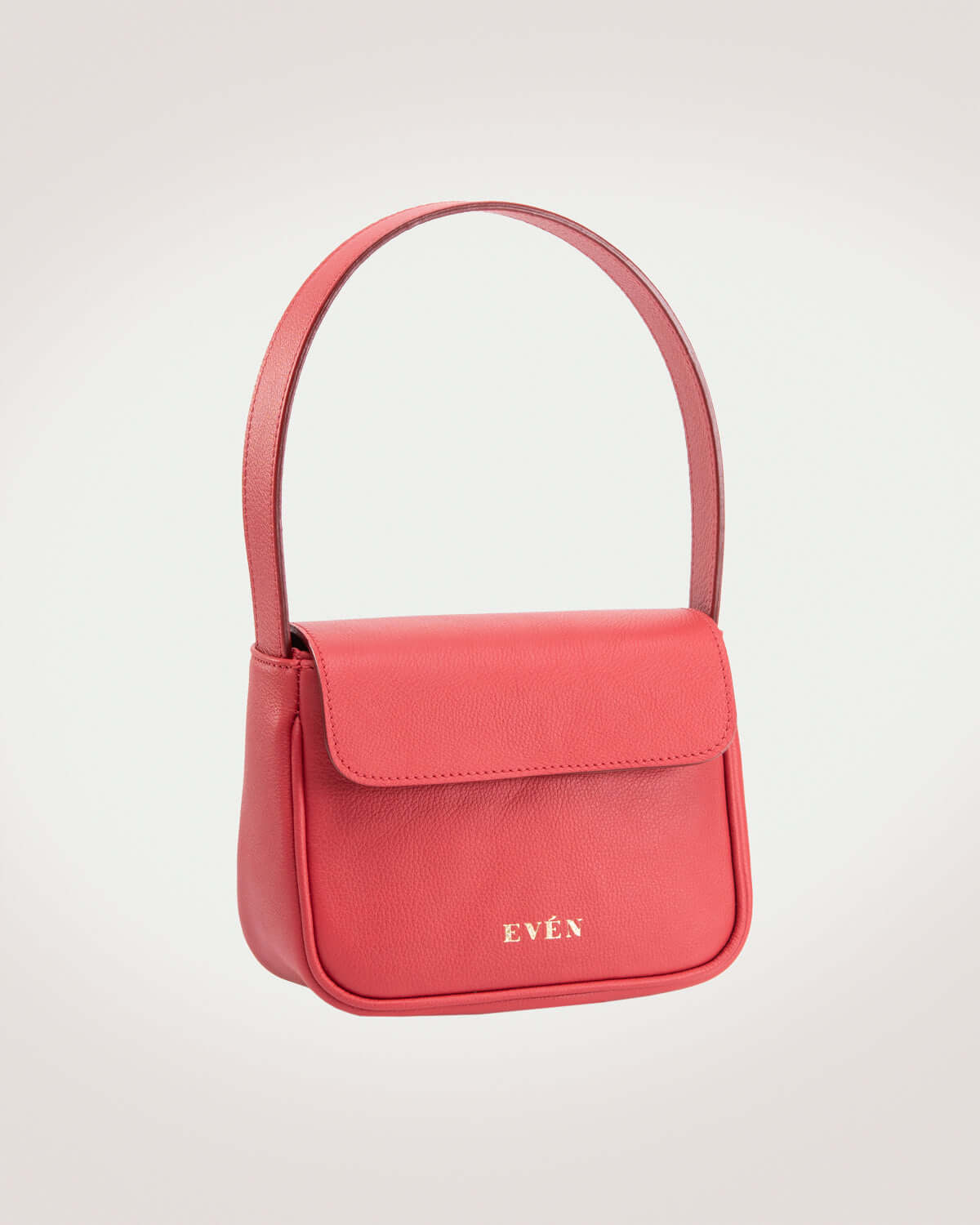 Luisa red mini grain leather handbag crafted by EVEN brand.