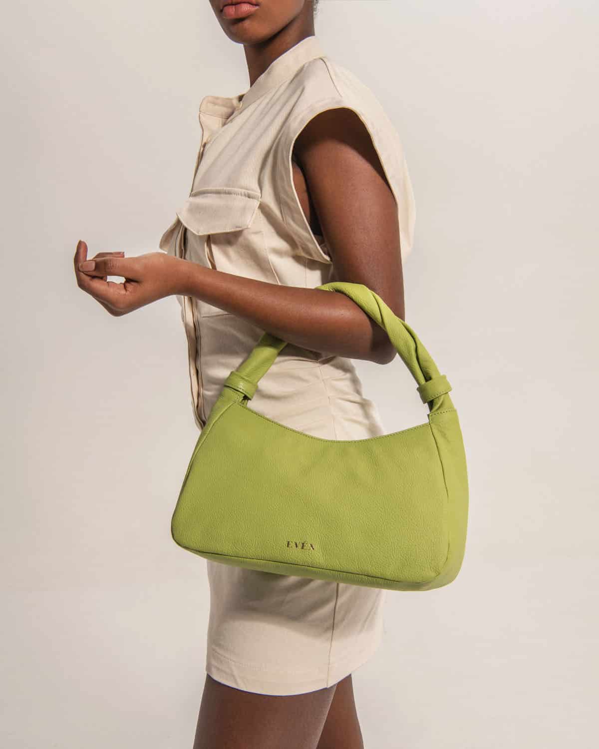 Monna tote bag in green leather by EVEN brand.