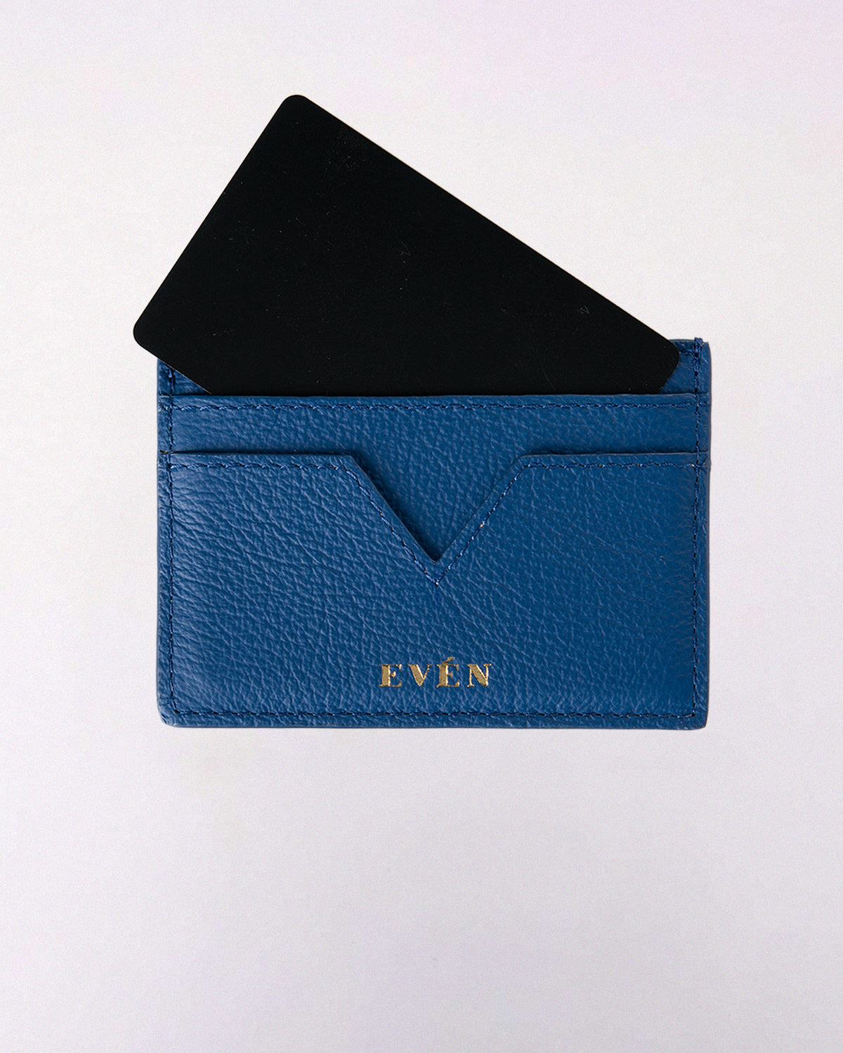 Muzi cardholder in dark blue grain leather by EVEN brand.