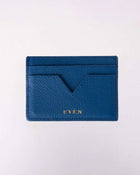 Muzi cardholder in dark blue in grain leather crafted by even online