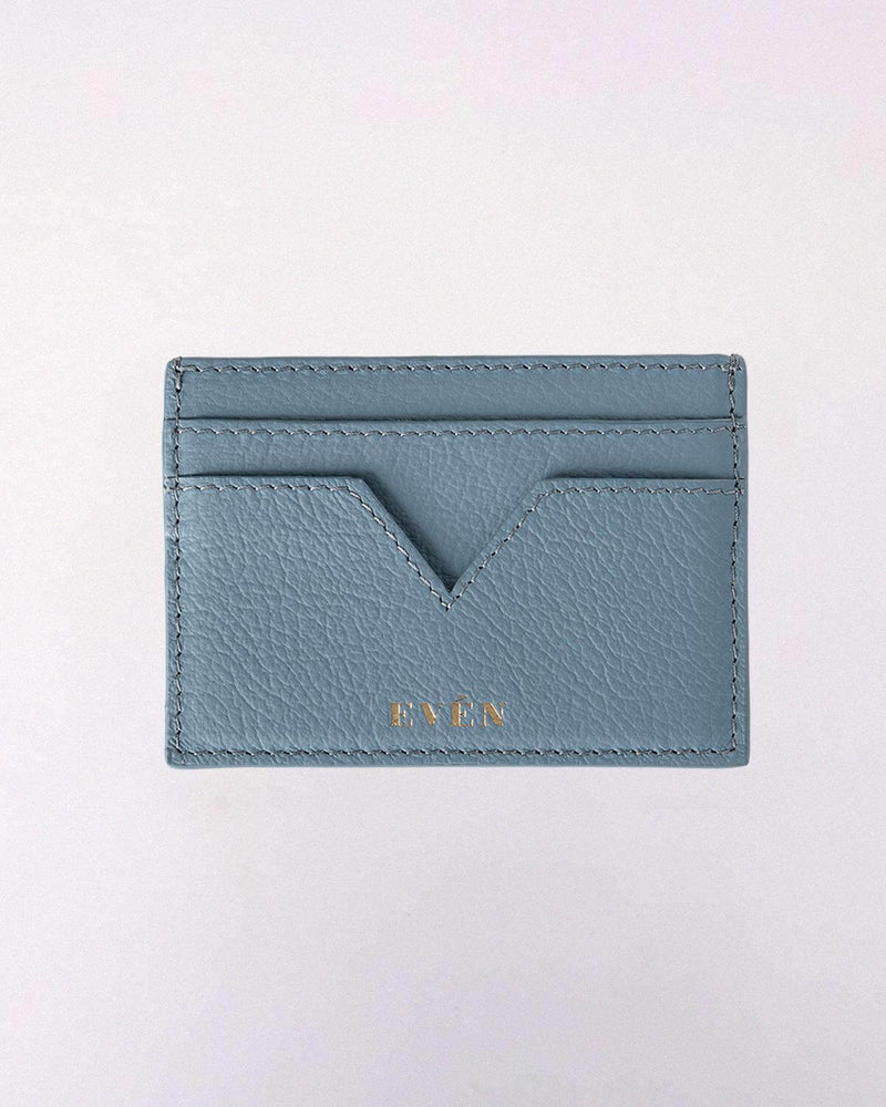 Muzi cardholder in grey color calfskin leather crafted by even online