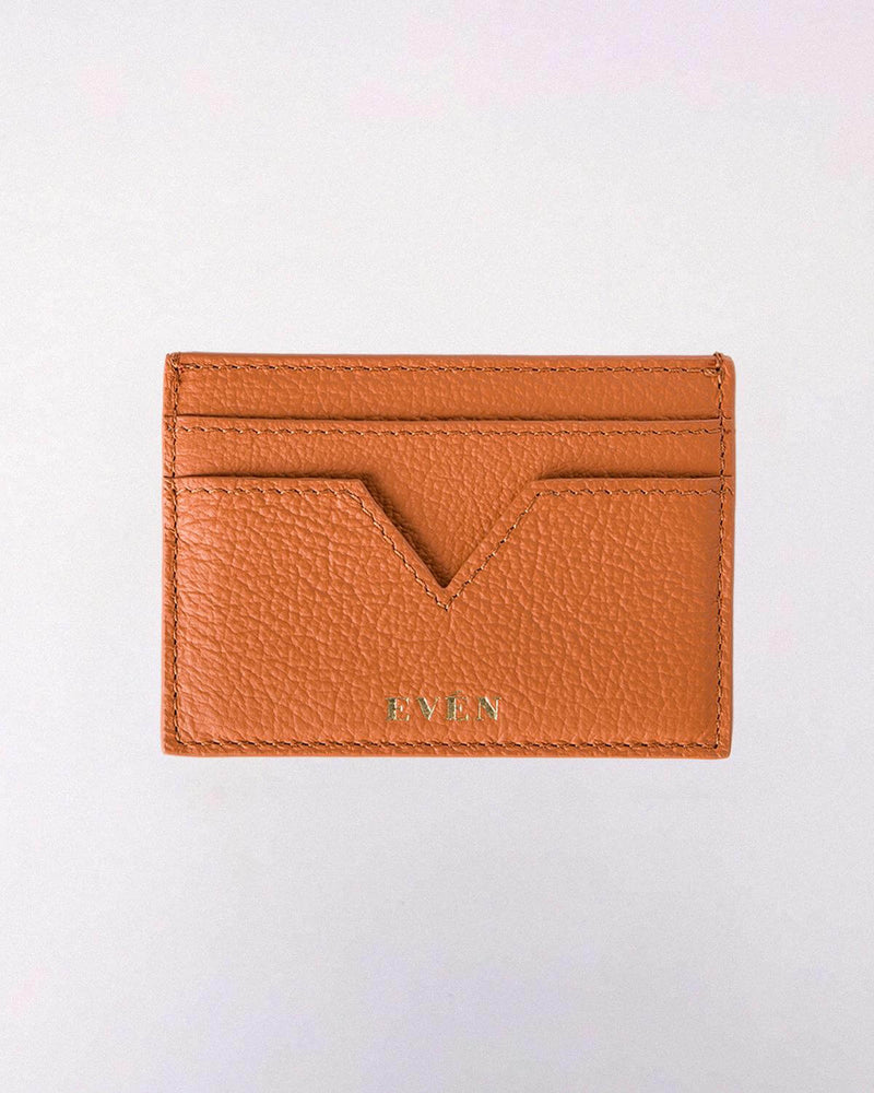 Muzi orange cardholder calfskin leather crafted by even online