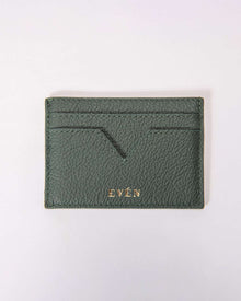 Muzi cardholder in petrol leather with gold tone even logo by even online