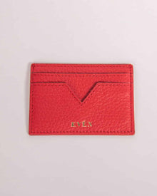 Muzi red leather cardholder by even online 