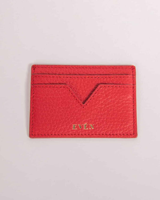 Muzi red cardholder calfskin leather by EVEN brand.