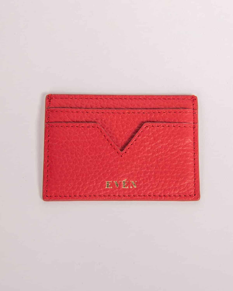 Muzi red leather cardholder by even online 