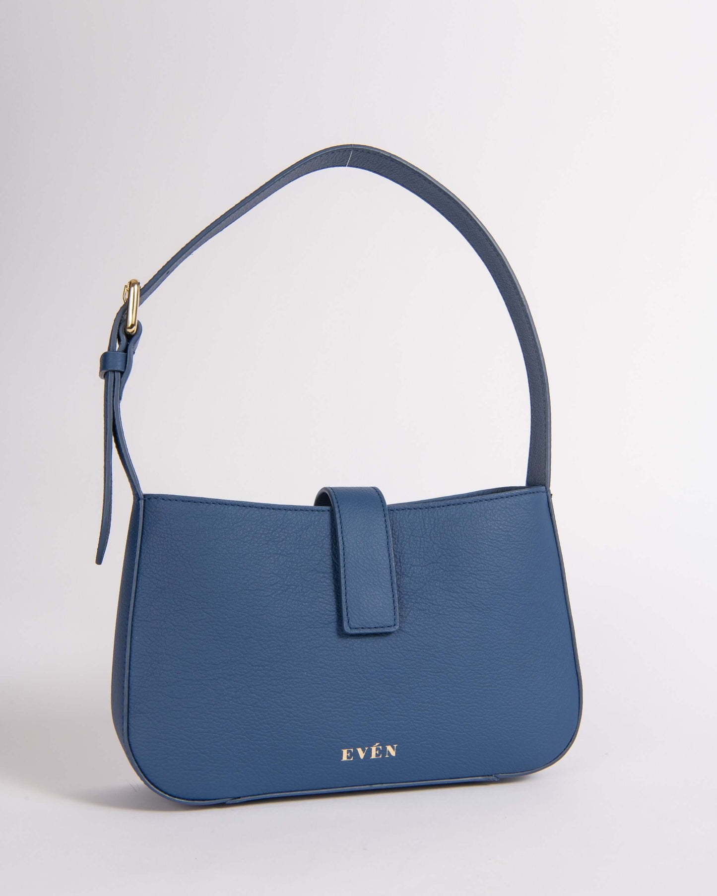 valenta handbag in textured blue leather with magnetic closure by even online