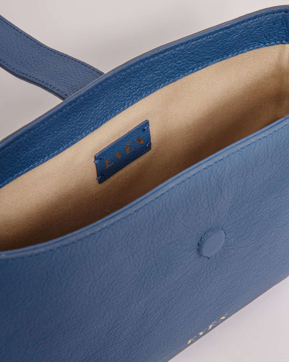 VALENTA dark blue calfskin leather baguette bag - premium mini handbag by  even-online.