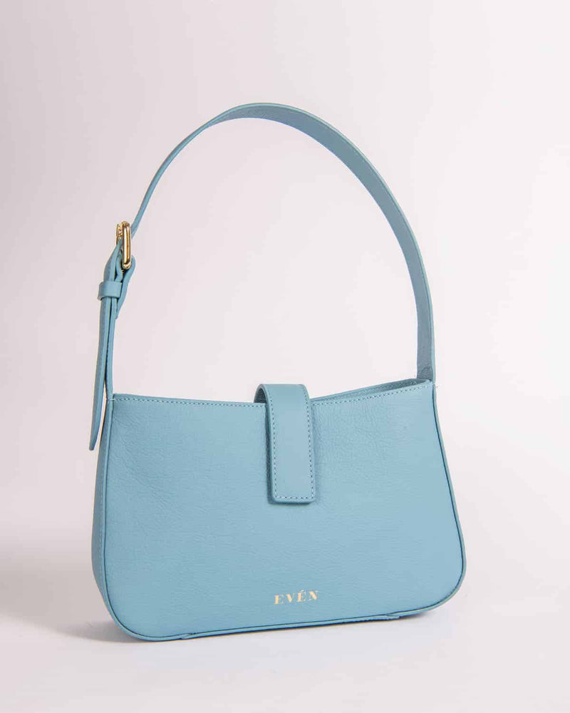 VALENTA light blue mini handbag calfskin leather - sustainable luxury baguette bag