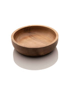 A handcrafted walnut wood salad bowl with a smooth finish and visible wood grain, pictured on a white background.
