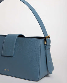  "BELONA blue hobo bag exterior detail - luxury leather handbag designer purse spacious interior for women"