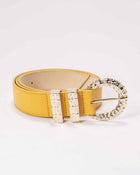Erini belt in yellow leather with gold tone buckle by even online