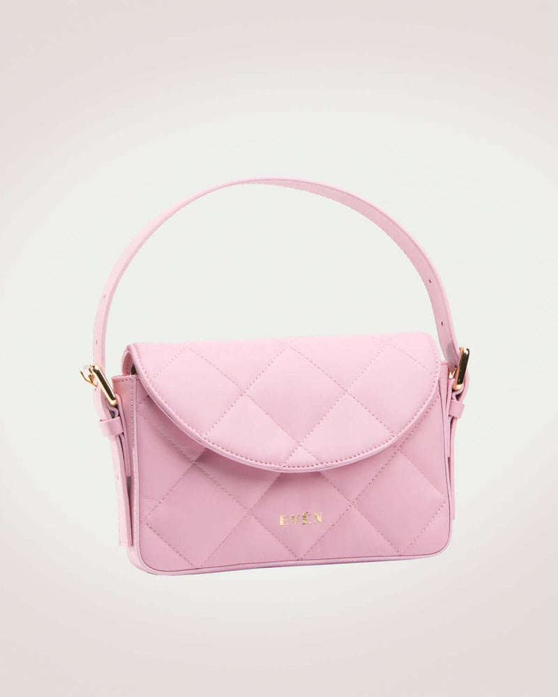 Kate mini baguette bag in pink lamb leather with magnetic closure by even online