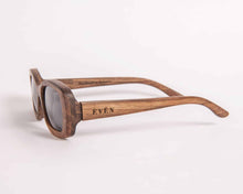  "JUNTA walnut wood sunglasses side view - handcrafted wooden eyewear designer sunglasses American brand EVEN"