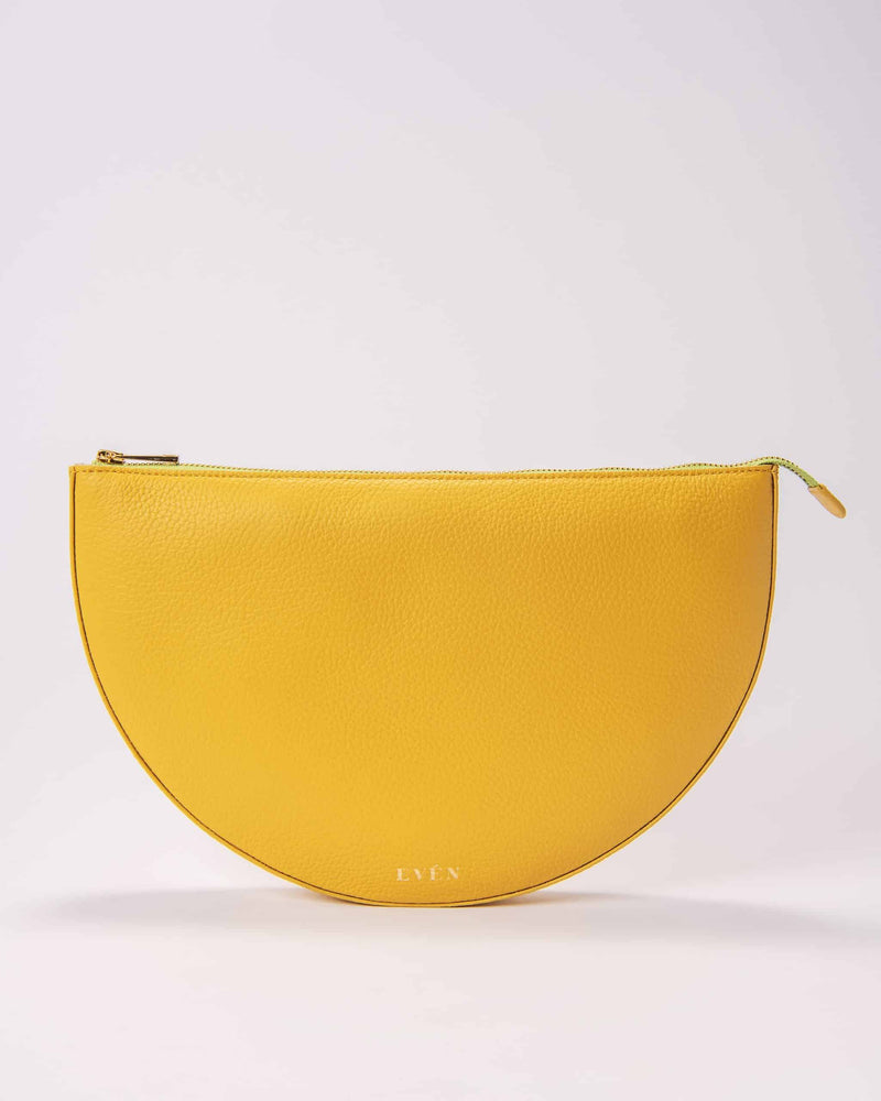 "LEYZA yellow leather clutch purse - designer evening bag luxury handbag for women American brand EVEN"